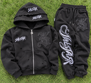 Ensemble de survêtement streetwear noir pour homme, sweat à capuche et pantalon de jogging brodés sur mesure, ensemble de survêtement décontracté hip-hop de qualité supérieure, 2 pièces - Product Image 5