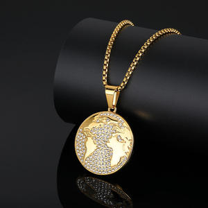 จี้รูปแผนที่โลกประดับเพชรโมอิสซาไนต์ สไตล์ฮิปฮอป ทรงลูกโลกสีทอง ประดับเพชรหรูหรา สร้อยคอแฟชั่นสุดหรู สีเงิน สีทอง 10K 14K - Product Image 5