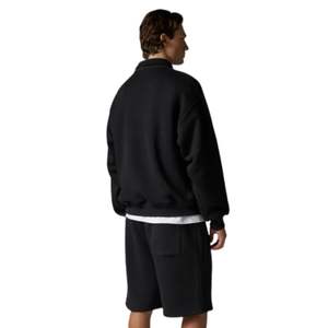 Conjunto de Sudadera Polo Negra de Algodón de Alto Gramaje y Pantalones Cortos para Hombre, Ropa Deportiva Urbana con Cuello Acanalado, Conjunto de Moda Deportiva - Product Image 6