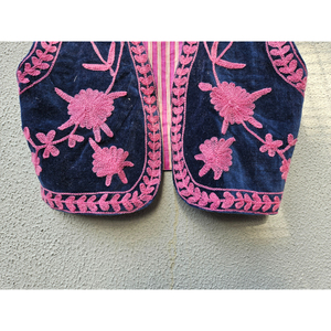 Hand Embroidered <b>Velvet</b> <b>Women</b> Vest Floral Suzani Boho Winter <b>Waistcoat</b> Reversible Knitted Short Coat - Product Image 5
