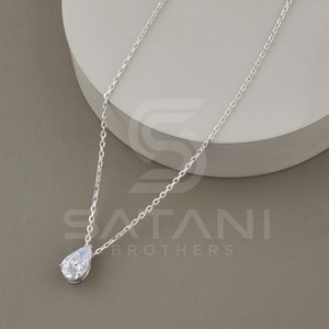 Moissanite Pear Cut Solitaire <b>Pendant</b> Necklace in 14K <b>Solid</b> <b>Gold</b> | Elegant Teardrop Moissanite Diamond <b>Pendant</b> for Women - Product Image 4