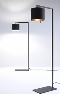 Lampadaire LED moderne de style européen à hauteur réglable, base E26/E27, abat-jour noir en forme de tambour, structure métallique pour salon et chambre à coucher - Product Image 4