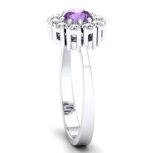 Bague Halo REYES en Argent Sterling 925 avec Moissanite Certifiée GRA et Améthyste Naturelle pour Femme – Bijoux Fins – Grande Vente - Product Image 3