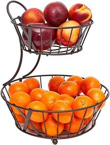 Panier à fruits en fer à deux niveaux pour l'étiquetage privé, idéal pour gagner de la place et organiser les fruits avec des niveaux de rangement supérieur et inférieur - Product Image 3