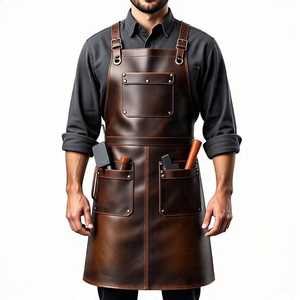 Delantal de Barbero Profesional de Cuero con Bolsillos para Tijeras, Uniforme de Estilista, Equipo de Salón de Cuero Genuino LPN-0271 - Product Image 1
