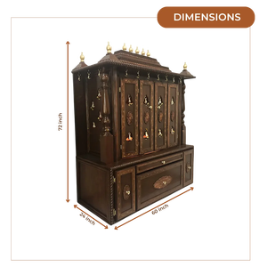 Buy Traditional Walnut Polish Teak Wood Hand Carved <b>Mandir</b>/Temple Home Decor Customized Size Sale At Factory Price Australia - Product Image 3