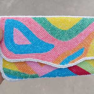 Nouvel Arrivage Sac à Main Femme Designer en Lin Perlé Imperméable Fait Main, Pochette Bandoulière Multicolore - Product Image 1