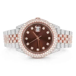 Reloj de pulsera de lujo con diamantes, elegante esfera marrón y brazalete brillante que muestra una artesanía atemporal y un estilo refinado. - Product Image 1