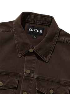 เสื้อแจ็คเก็ตยีนส์สีน้ำตาลฟอกแบบสั่งทำพิเศษ ผ้าฝ้าย 100% เสื้อโค้ทฤดูหนาว สไตล์เรโทร ทรงบ็อกซี่ - Product Image 3