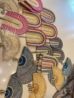 Nouveaux éventails en herbe de mer colorés, éventails tissés pour la décoration intérieure, décoration murale, vente en gros