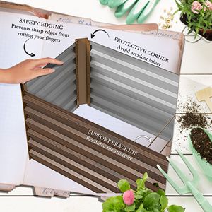 Kit Letto da Giardino Rialzato Zincato 8x2x2ft, Contenitore in Legno Marrone Scuro con Bordo di Sicurezza per Fiori, Erbe e Verdure, Peso 5kg - Product Image 6