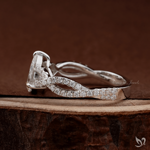1CT Pear Shape Lab Grown Diamond Engagement <b>Ring</b> IGI Certified <b>Split</b> Pave Twist Band 10K White Gold - Product Image 3