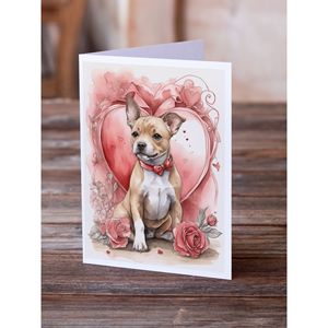 Whimsical A7 tamaño 5x7 nuevo Staffordshire Bull Terrier Valentine Roses tarjetas de felicitación paquete 8 tarjetas de nota en blanco con sobres - Product Image 2