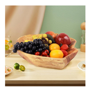 Bol carré en bois naturel et plateau de service en bois multi-usages pour la cuisine, les collations et les fruits, à vendre - Product Image 3