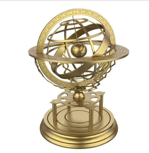 brass armillary <b>illuminated</b> metal orrery sphere globe on a round pedestal, available at wholesale prices. - Product Image 2