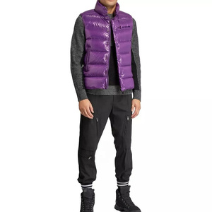 DAIZEN STAR High Quality Men's Purple Stand Collar Puffer Vest Solid Color Windproof Casual Outerwear Button Closure Winter Wear - Product Image 3