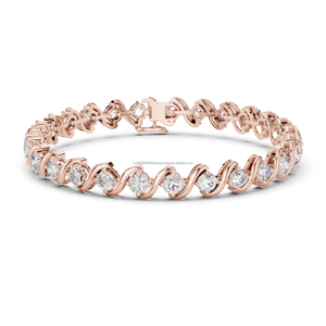 Lujo CVD Lab Grown 14K Diamante plata y oro pulsera hecha a mano dos tonos joyería fina Regalo elegante para mujeres - Product Image 1