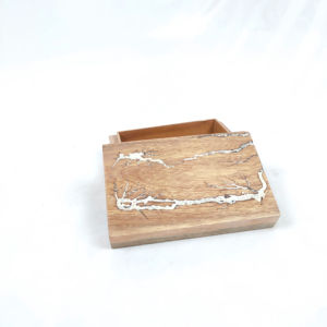 Boîte à bijoux exquise en bois d'ivoire bleu avec incrustation en résine MDF pour femmes, artisanale, à bandes carrées, vente directe du fabricant, produit cadeau - Product Image 1