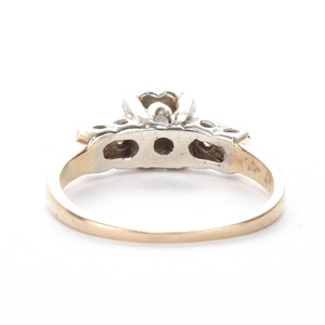 Bague de fiançailles florale en or 14 carats bicolore style vintage antique avec diamants d'illusion pour femme, diamant de laboratoire, cadeau d'anniversaire - Product Image 6