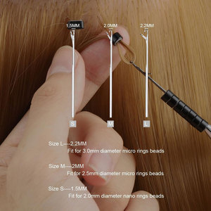 Kit d'outils pour extensions capillaires avec micro-anneaux dorés, outil à boucle en acier inoxydable, aiguille à crochet, kit professionnel de pinces pour micro-perles - Product Image 5