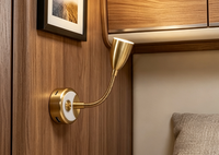 Lampe de lecture LED multifonction 12V pour camping-car, flexible à col de cygne, avec double port USB A+C