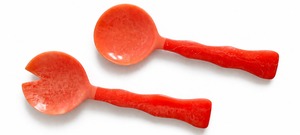 Juego de Pinzas para Ensalada de Resina Marmoleada Colorida, Cucharas Decorativas con Mango Ondulado, Aptas para Alimentos, Regalo Estético para el Hogar - Product Image 2