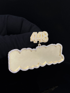 Pendentif personnalisé The Ice Legacy avec cristaux de diamant CZ glacés, numéro 443, plaqué or, charme hip-hop, cadeau unisexe - Product Image 1