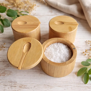 Recipiente de Madera para Almacenar Nueces, Salero con Acabado Brillante, Azucarero Elegante, Contenedor para Especias - Product Image 1