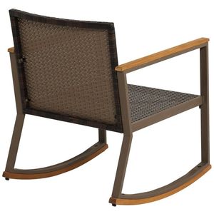 Set di 3 Sedie a Dondolo in Rattan con Tavolino e Cuscini per l'Intrattenimento in Giardino - Product Image 6