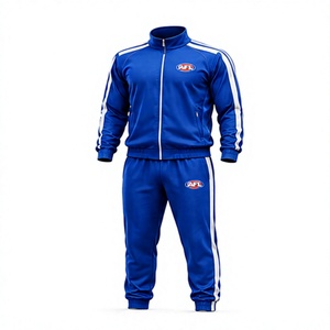 Survêtement bleu pour homme AFL, fermeture éclair intégrale, design sportif, 100% polyester, respirant, vêtements d'entraînement, automne, taille adulte, coupe régulière - Product Image 1