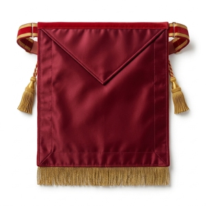 Delantal Masónico de Terciopelo Rojo de Lujo con Bordado Dorado, Águila de Dos Cabezas de 32 Grados, Regalia Masónica, Impresión Personalizada, Pin de Seguridad - Product Image 5