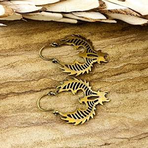 Pendientes de Aro con Diseño de Fénix Tribal, Favoritos del Mercado, Joyería Boho de Latón para Mujer, Acabado de Latón Antiguo, Diseño de Pájaro [Venta al por Mayor/OEM/ODM] - Product Image 6