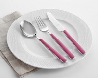 Ensemble de couverts élégants en acier inoxydable avec poignée rose pour les repas, les fêtes de mariage et la maison.