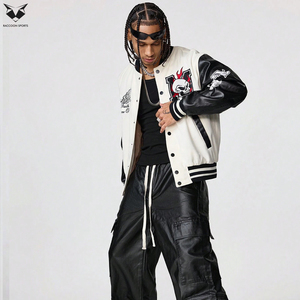 Chaquetas Varsity de Béisbol para Hombre, Corte Holgado, Bloques de Color, Estampado Digital, Manga Larga, Tejido de Buena Calidad, Cómodas de Usar - Product Image 3