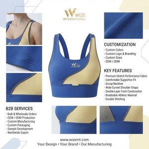 Sujetador deportivo WIZE INTERNATIONAL para mujer, estilo racerback, con bloques de color, soporte medio, transpirable, top de yoga con logo frontal - Product Image 6