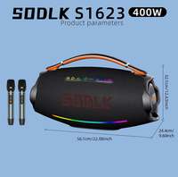 Haut-parleur portable Bluetooth S1623 400W de puissance maximale avec son DSP, 2 micros sans fil U-Band, lumière RGB, TWS, TF, USB, pour fêtes en extérieur