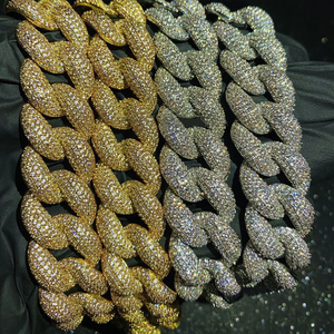 Collar de esqueleto Hiphop con cadena de eslabones de moissanita redonda certificada CMA, de plata de ley 925 chapada en rodio, unisex, joyería pesada para fiestas - Product Image 2