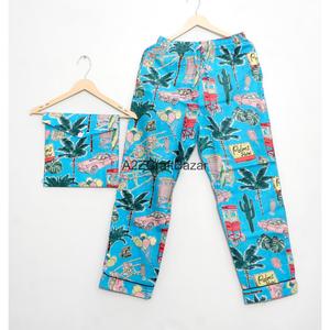 Ensemble de pyjama long pour femmes, style indien, 100% coton respirant, imprimé floral vintage numérique, taille élastique douce - Product Image 5