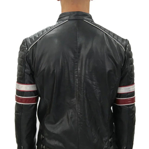 Custom <b>Mens</b> Leather Jacket Genuine Leather Outerwear Motorcycle Biker Style Durable Construction Soft Texture Comfortable Fit - Product Image 4