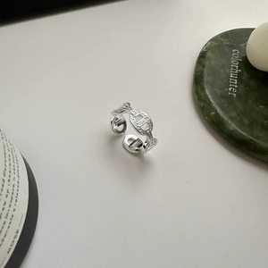 Anillo Abierto de Plata de Ley S925 con Diseño de Nariz de Cerdo Estilo Japonés Coreano, Textura Sencilla, Joyería de Mano Estilo Ins - Product Image 1