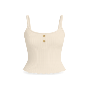 Camiseta sin mangas de punto acanalado con botones frontales para mujer, top sin mangas de corte ajustado con tela elástica suave, ideal para verano informal - Product Image 1