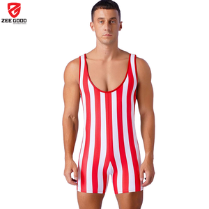 Combinaisons de lutte personnalisées entièrement sublimées pour hommes, tissu extensible 4 directions en spandex élasthanne, sans manches - Product Image 1