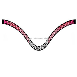 100% banda de cejas de caballo ecuestre de cuero genuino con cadena de Hotfix colorida diamantes de imitación fabricante al por mayor de banda para cejas - Product Image 2