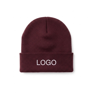 Chapeau d'hiver en acrylique tricoté chaud, bonnet personnalisé, couleur bordeaux, doux, respirant, unisexe, bonnet de ski avec écharpe assortie pour les voyages - Product Image 5