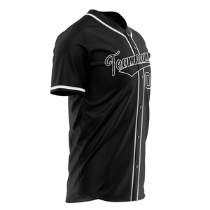 Custom Men Baseball Jersey Black Polyester Moisture Wicking Button <b>Down</b> Name Print Short Sleeve Regular Fit Adults All Seasons - Product Image 4