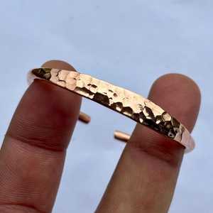 Hammered Copper Alloy Cuff Bracelet Vintage Style Unisex Jewelry Antique Finish <b>men</b> women hand wear healing therapy - Product Image 1