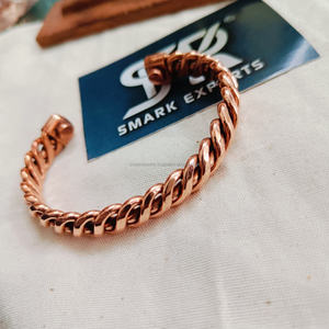 Brazaletes de cobre puro diseño de cuerda trenzada pesada brazalete abierto Kada pulsera brazalete hecho a mano joyería curativa para hombres y mujeres - Product Image 2