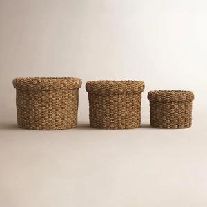 Ensemble de 3 paniers en jonc de mer tressé, faits à la main, paniers de rangement, vente en gros, écologiques, fabriqués au Vietnam - Product Image 6