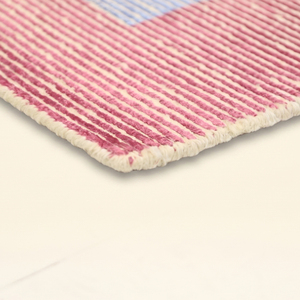 Tapis tufté à la main rose et vert pastel, antidérapant, écologique, motif géométrique abstrait moderne, blocs de couleur, à poils épais pour - Product Image 5