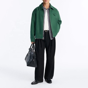 Мужская зеленая куртка-бомбер Harrington от производителя: с отложным воротником, на молнии, однотонная, стандартный крой, осенняя, хлопковая - Product Image 4